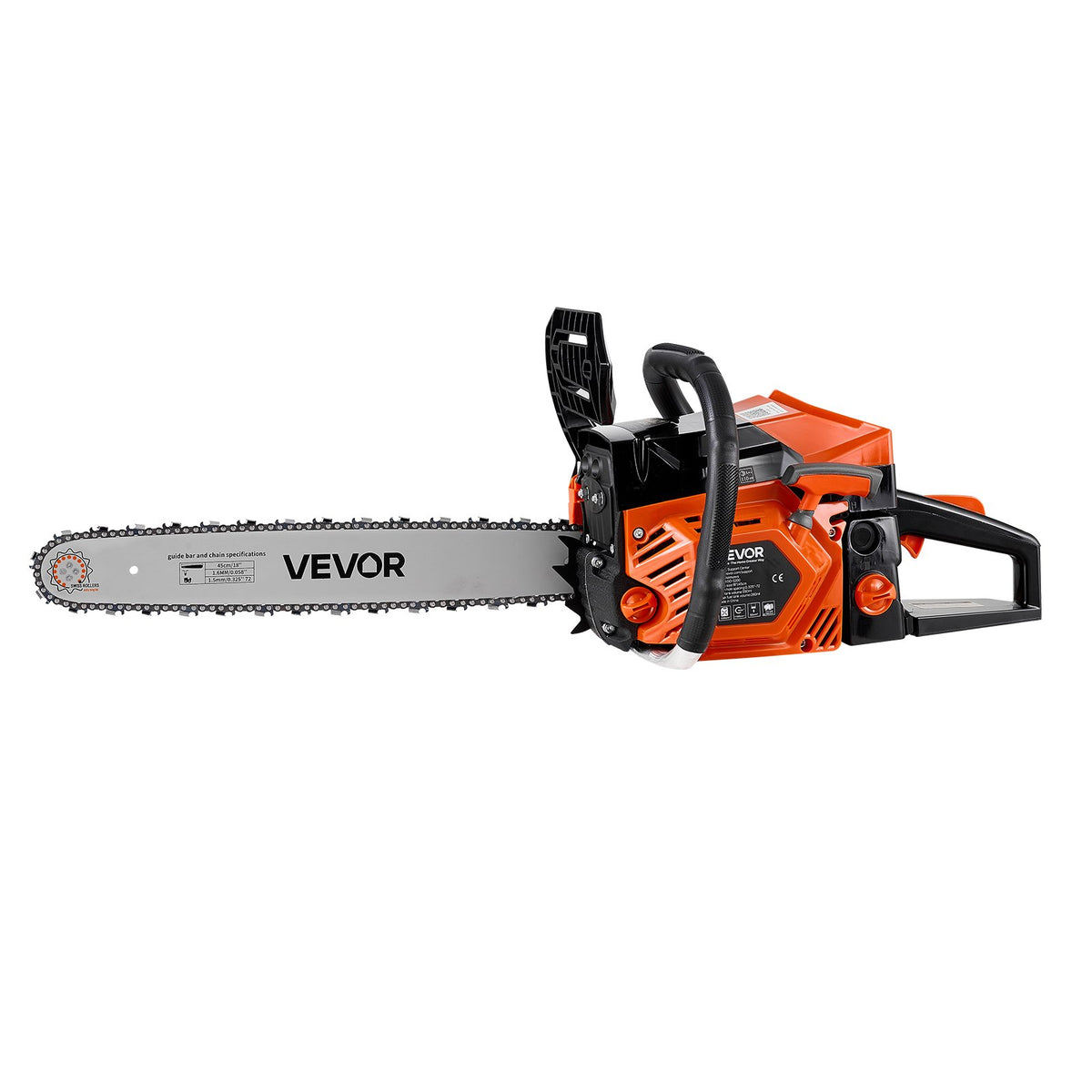Gas Powered Chainsaw 457.2 mm 52CC 2kW 2 Stroke Engine Gas Chainsaw, for Wood Cutting, Tree Trimming & Land Clearing, Throttle-Synced Choke, Power Chain Saw with Non-Slip Handle & Dual Tanks