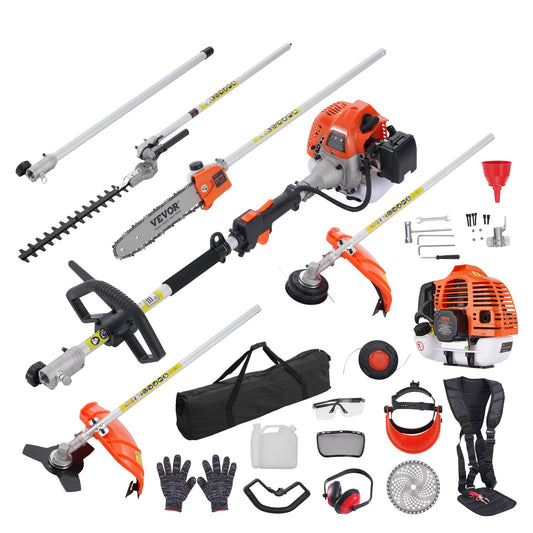 VEVOR 43CC 6-in-1 Multi-Functional Trimming Tools, Gas Hedge Trimmer, Weed Eater,