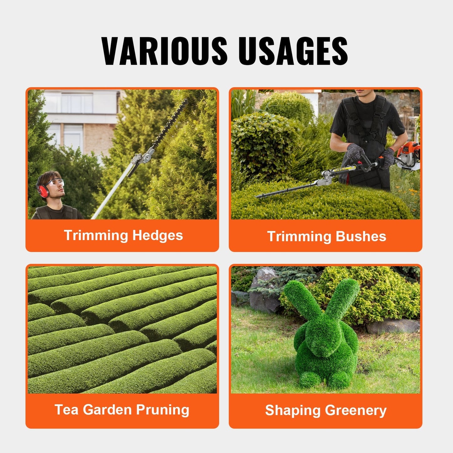 26CC Gas Hedge Trimmer with 4m Pole & Dual Action Blade, 270° Adjustable Head