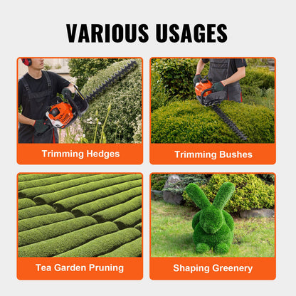 VEVOR 23.2-inch 26CC 2 Cycle Gas Hedge Trimmer, Gas Powered Handheld Hedge Trimmer