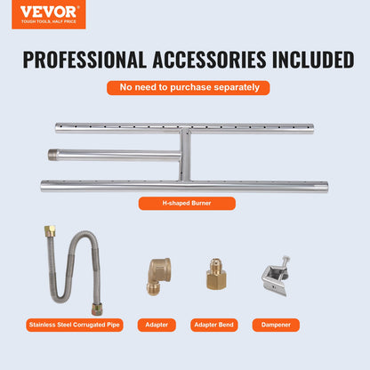 VEVOR 6 x 18 inch Drop-in Fire Pit Pan, Rectangular Stainless Steel Fire Pit Burner,