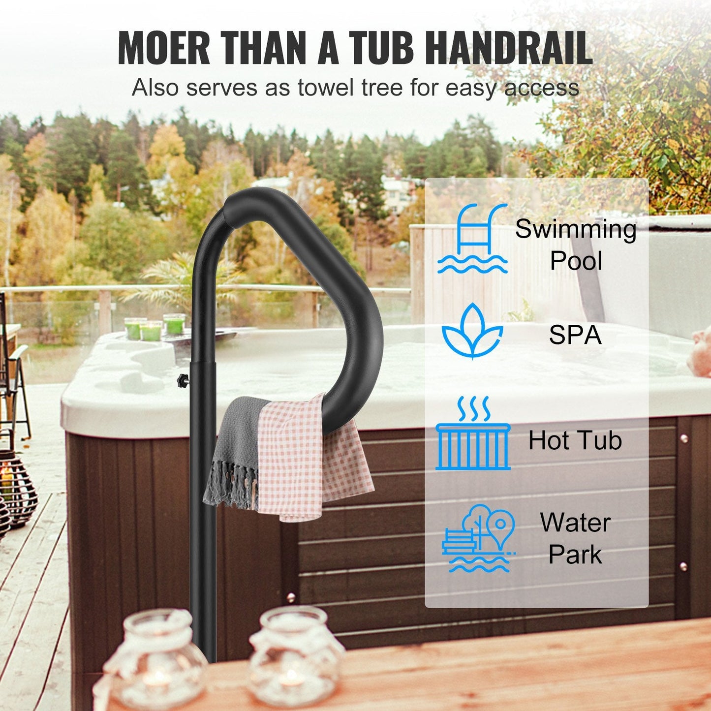 Rotatable Spa Handrail with Adjustable Height (1.22-1.6m), 272 kg Capacity