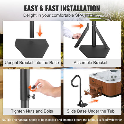 VEVOR Hot Tub Handrail, 360 Rotatable Spa Side Handrail with 48"-63" Adjustable