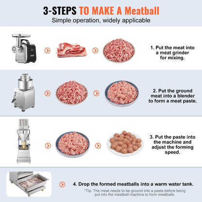 Automatic Meatball Maker, 1100W, Stainless Steel, Multiple Sizes, 280/min