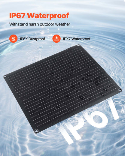 30W 12V Solar Panel Battery Charger, Solar Battery Trickle Charger Maintainer with Built-in Smart Controller & 3 Connection Cables, IP67 Waterproof Portable for RV Car Motorcycle Boat Van Camper