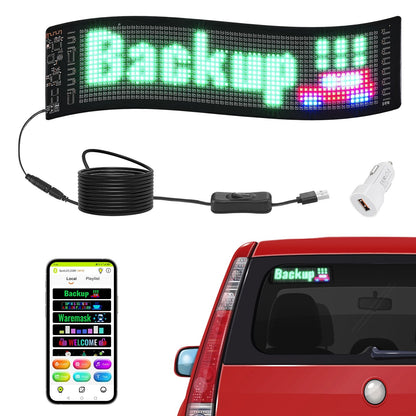 Programmable LED Scrolling Display Board, Custom Text, Bluetooth Control, 38x10cm