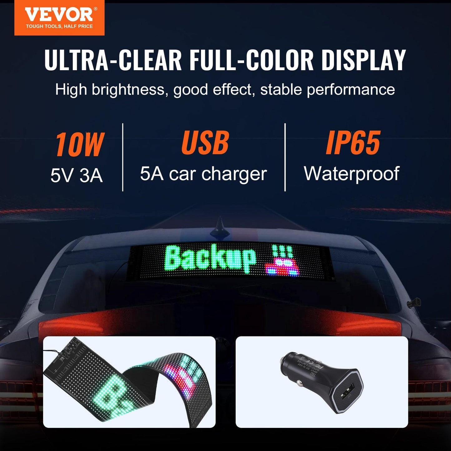 Programmable Full Color LED Display Board with Bluetooth Control, 68x12cm