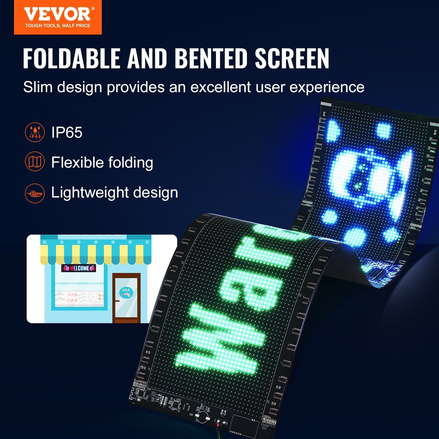 Programmable Full Color LED Sign with Bluetooth Control, 83.5x20 cm Display Board