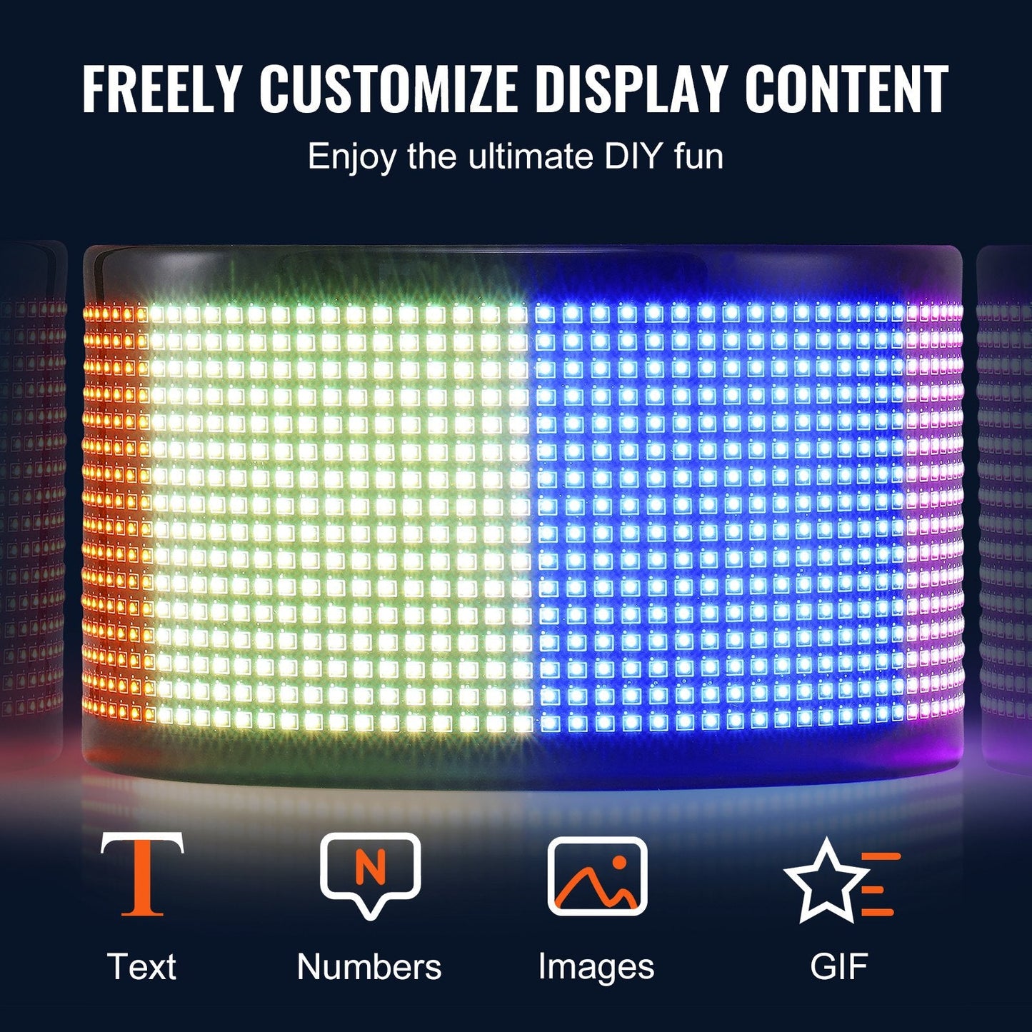 Programmable Full Color LED Sign with Bluetooth Control, 83.5x20 cm Display Board