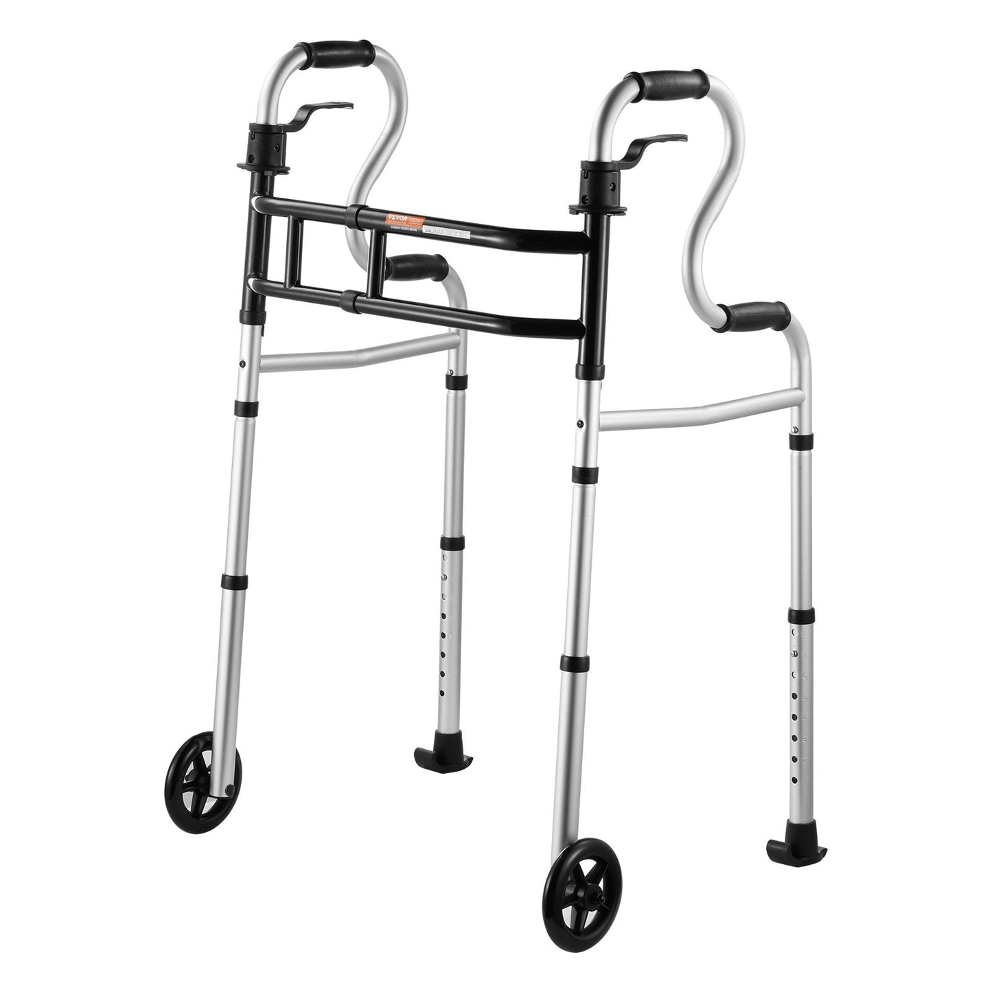 Adjustable Folding Walker with Stand-Assist, 450 kg Capacity, Aluminum Frame