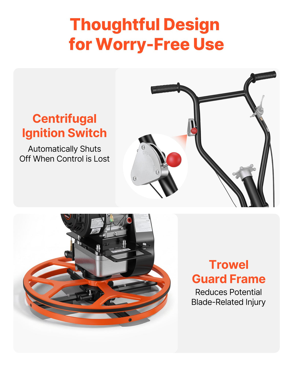 Power Trowel, 610 mm Concrete Finishing Machine with Float Pan, 5.5HP Engine, 4 Blades, Adjustable Pitch, Gas-Powered Walk-Behind Cement Surface Finisher for Smooth Floors, Construction Use