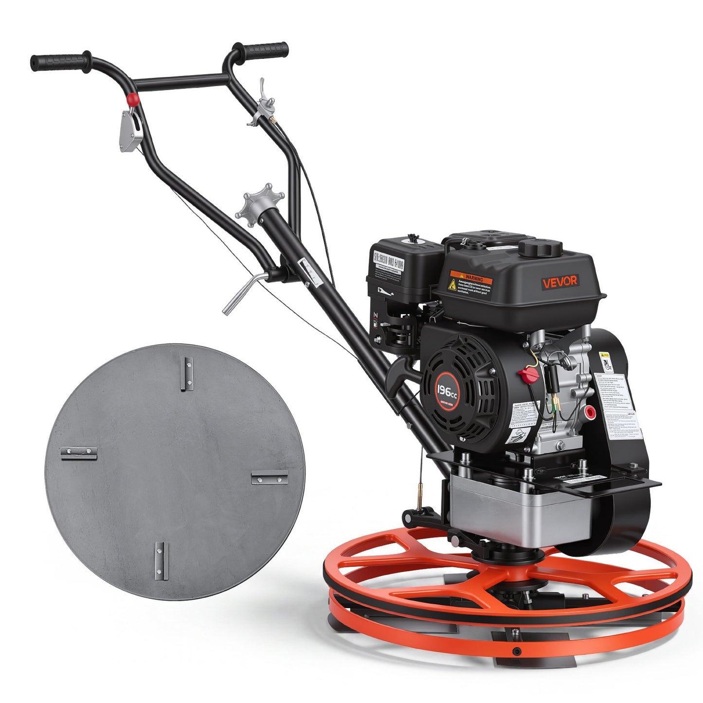 Power Trowel, 610 mm Concrete Finishing Machine with Float Pan, 5.5HP Engine, 4 Blades, Adjustable Pitch, Gas-Powered Walk-Behind Cement Surface Finisher for Smooth Floors, Construction Use