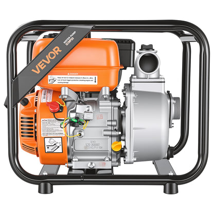 Gas Powered Water Pump, 50.8 mm, 132 GPM 7HP Semi Trash Water Transfer Pump Portable, Gasoline Engine with 7.62 m Discharge Hose, Heavy Duty Frame, Cast Iron Impeller, for Irrigation, Pools