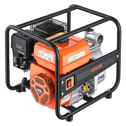 Gas Powered Water Pump, 50.8 mm, 158 GPM 7HP Semi Trash Water Transfer Pump Portable, Gasoline Engine with 7.62 m Discharge Hose, Heavy Duty Frame, Cast Iron Impeller, for Irrigation, Pools