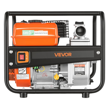 Gas Powered Water Pump, 50.8 mm, 158 GPM 7HP Semi Trash Water Transfer Pump Portable, Gasoline Engine with 7.62 m Discharge Hose, Heavy Duty Frame, Cast Iron Impeller, for Irrigation, Pools