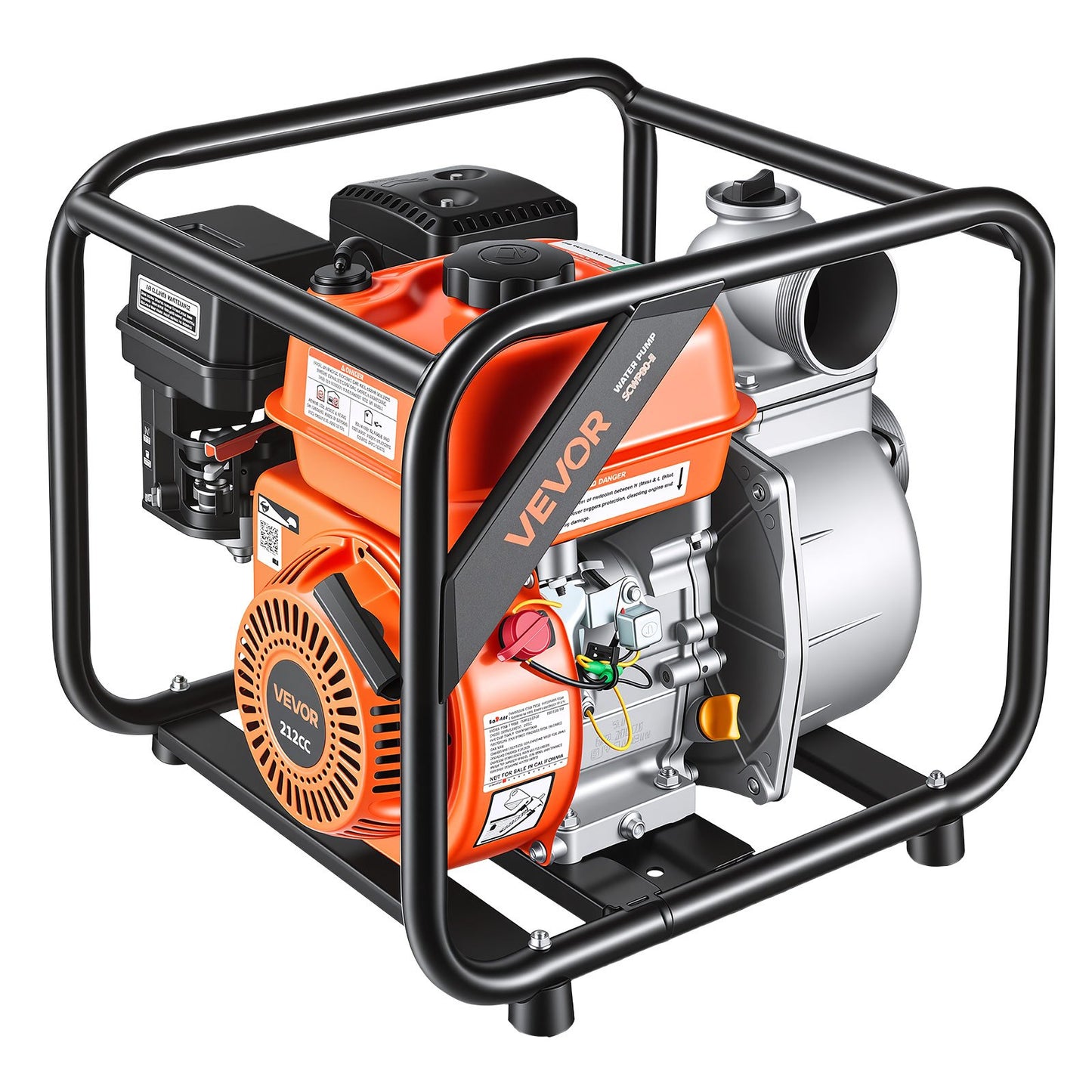 Gas Powered Water Pump, 76.2 mm, 242 GPM 7HP Semi Trash Water Transfer Pump Portable, Gasoline Engine with 7.62 m Discharge Hose, Heavy Duty Frame, Cast Iron Impeller, for Irrigation, Pools