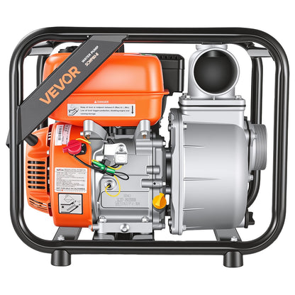 Gas Powered Water Pump, 76.2 mm, 242 GPM 7HP Semi Trash Water Transfer Pump Portable, Gasoline Engine with 7.62 m Discharge Hose, Heavy Duty Frame, Cast Iron Impeller, for Irrigation, Pools