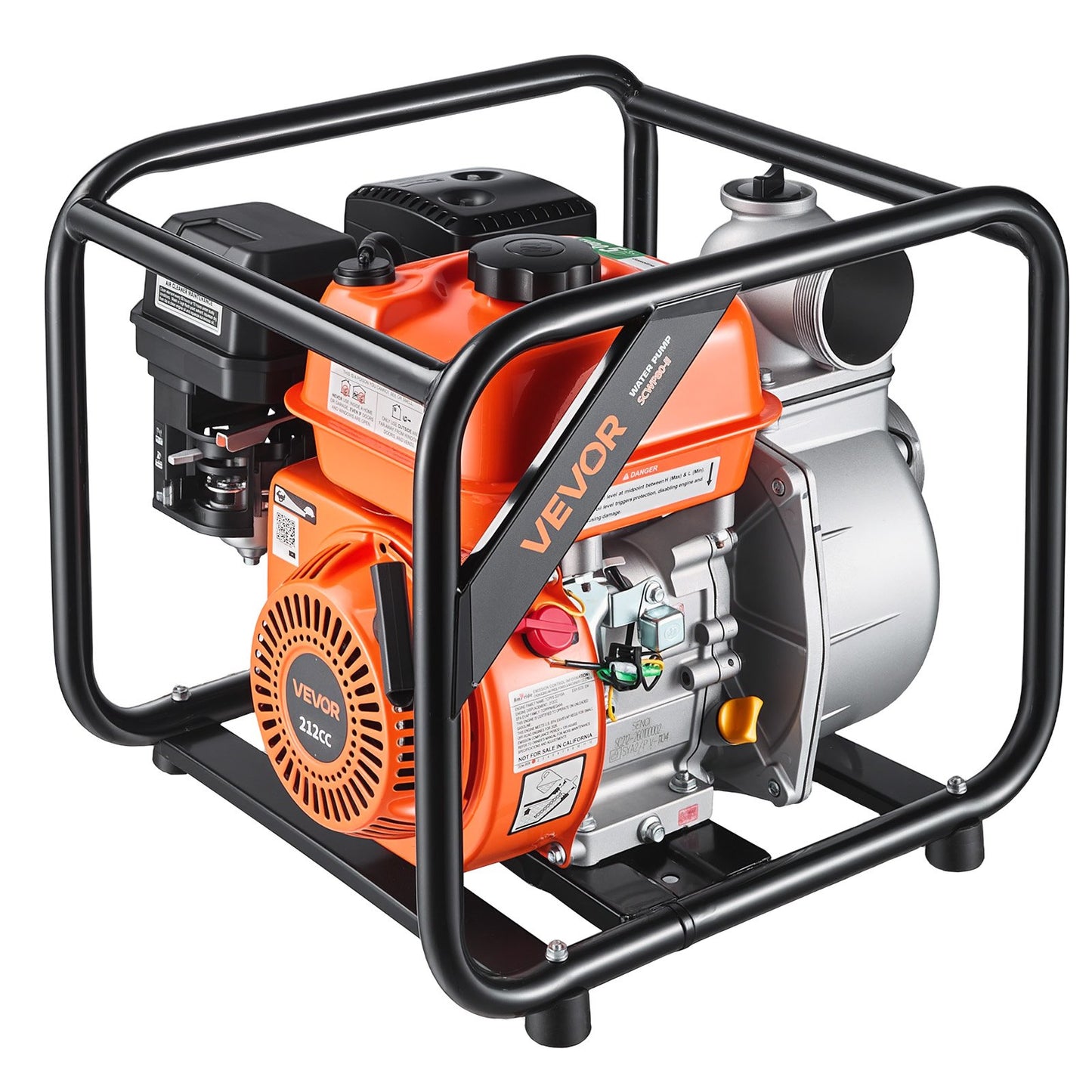 Gas Powered Water Pump, 76.2 mm, 264 GPM 7HP Semi Trash Water Transfer Pump Portable, Gasoline Engine with 7.62 m Discharge Hose, Heavy Duty Frame, Cast Iron Impeller, for Irrigation, Pools