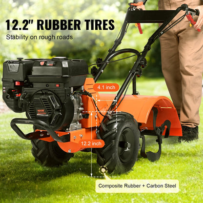 Gas-Powered 212CC 4-Stroke Garden Tiller with Adjustable Tines, 70kg, 1m Width