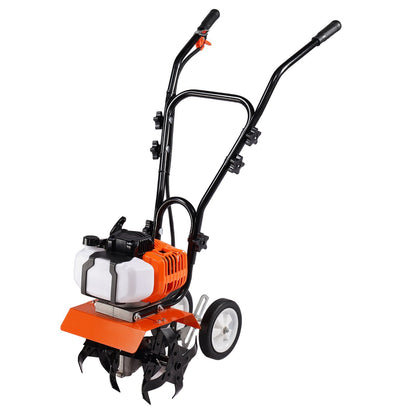 Gas-Powered 43CC 2-Stroke Garden Tiller with Adjustable Steel Tines