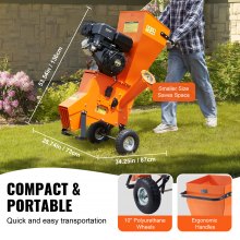12 HP Gas-Powered Wood Chipper Shredder Mulcher, 6.7m Capacity, 420cc Engine