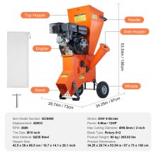 12 HP Gas-Powered Wood Chipper Shredder Mulcher, 6.7m Capacity, 420cc Engine