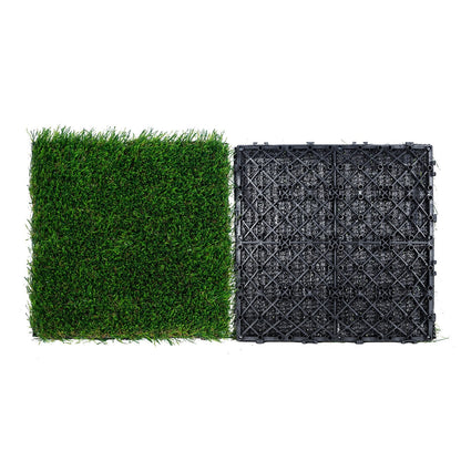 Interlocking Artificial Grass Tiles, 18 Pack - 0.31m x 0.31m, Multi-Purpose Use