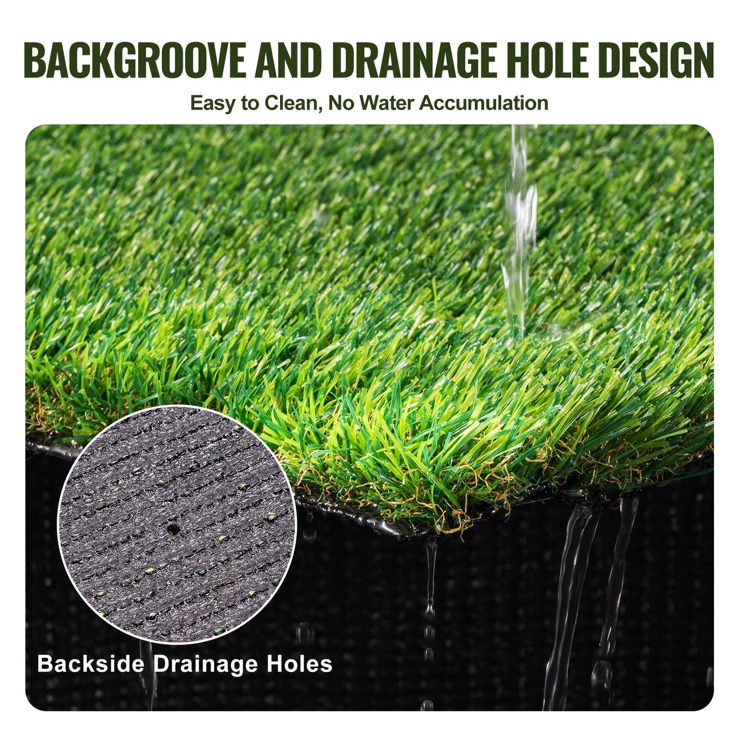 VEVOR Artifical Grass, 3 x 5 ft Rug Green Turf, 1.38" Fake Door Mat Outdoor Patio