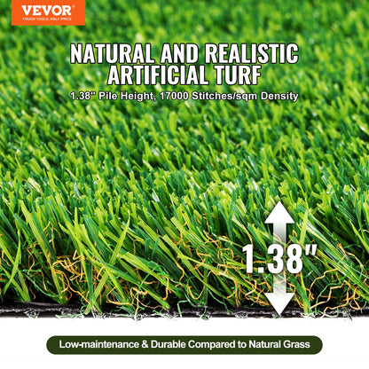 VEVOR Artifical Grass, 6 x 10 ft Rug Green Turf, 1.38"Fake Door Mat Outdoor Patio