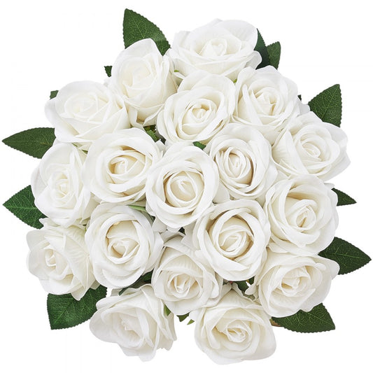 VEVOR 120 Pcs White Roses Artificial Flowers Realistic Bouquet Xmas Home Decor