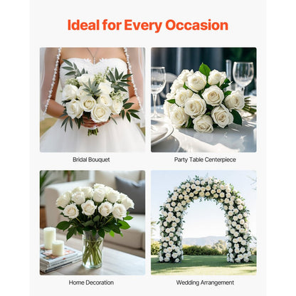 VEVOR 60 Pcs White Rose Artificial Flowers Realistic Bouquet for Xmas Home Decor