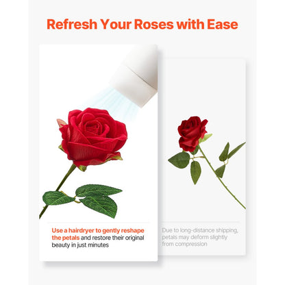 VEVOR 500 Pcs Red Roses Artificial Flowers Realistic Bouquet for Xmas Home Decor