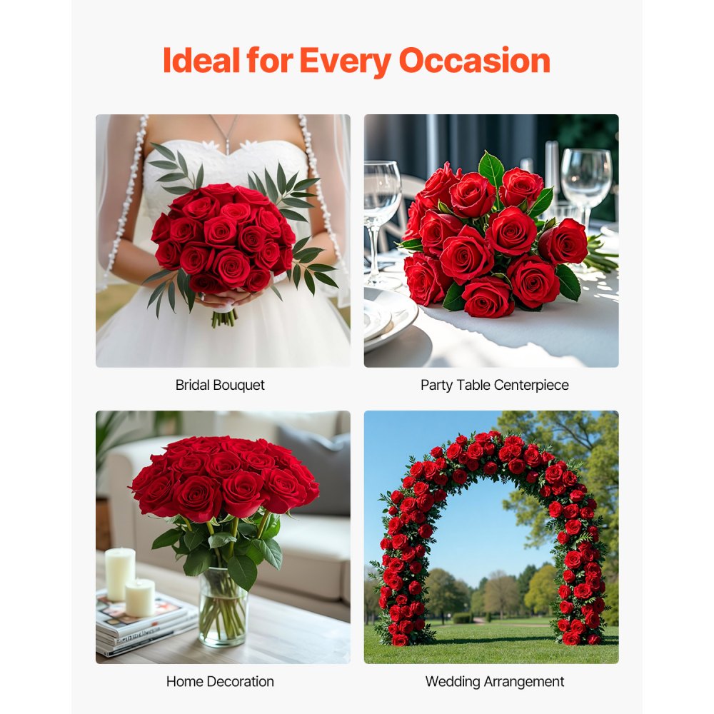 VEVOR 60 Pcs Red Roses Artificial Flowers Realistic Bouquet for Xmas Home Decor