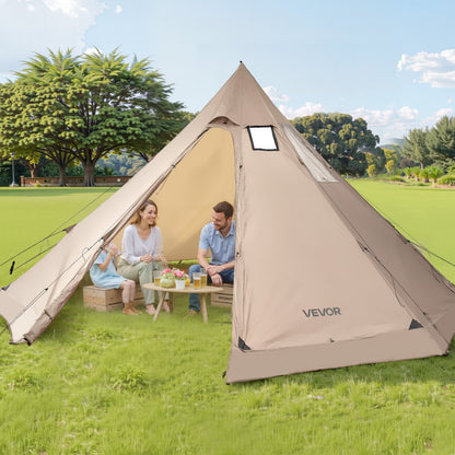 Hot Tent for 4-6 Persons, Portable Winter Tipi Tent with Stove Jack, Waterproof Canvas Camping Tents, Lightweight 4 Season Shelter Tents for Hiking Fishing Backpacking, L Size