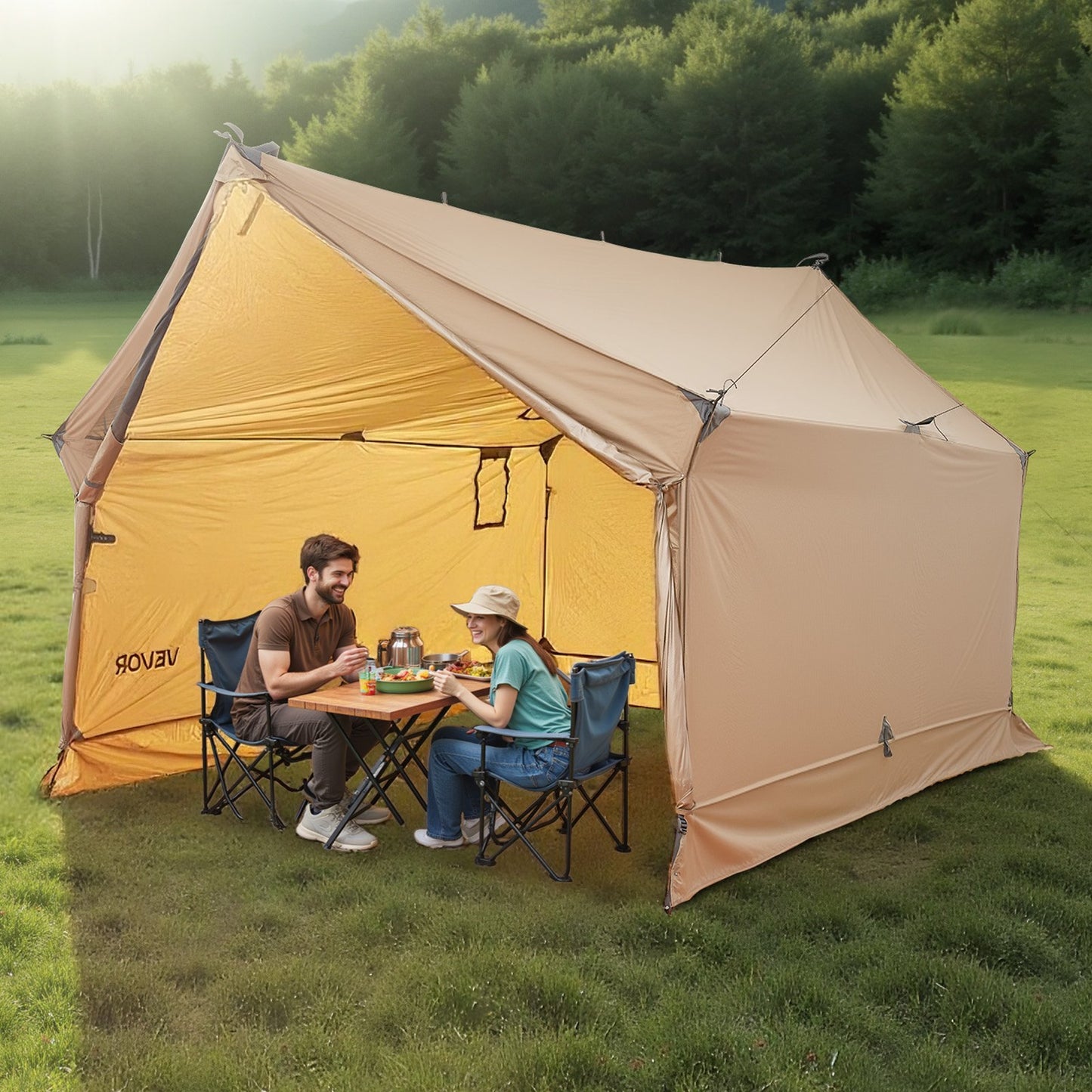 Camping Hot Tent, 2 Persons Cabin Hot Tent with Stove Jack, Waterproof Winter Tents Shelters with Vents, Lightweight & Portable 4 Season Tents for Hiking Fishing Hunting Backpacking