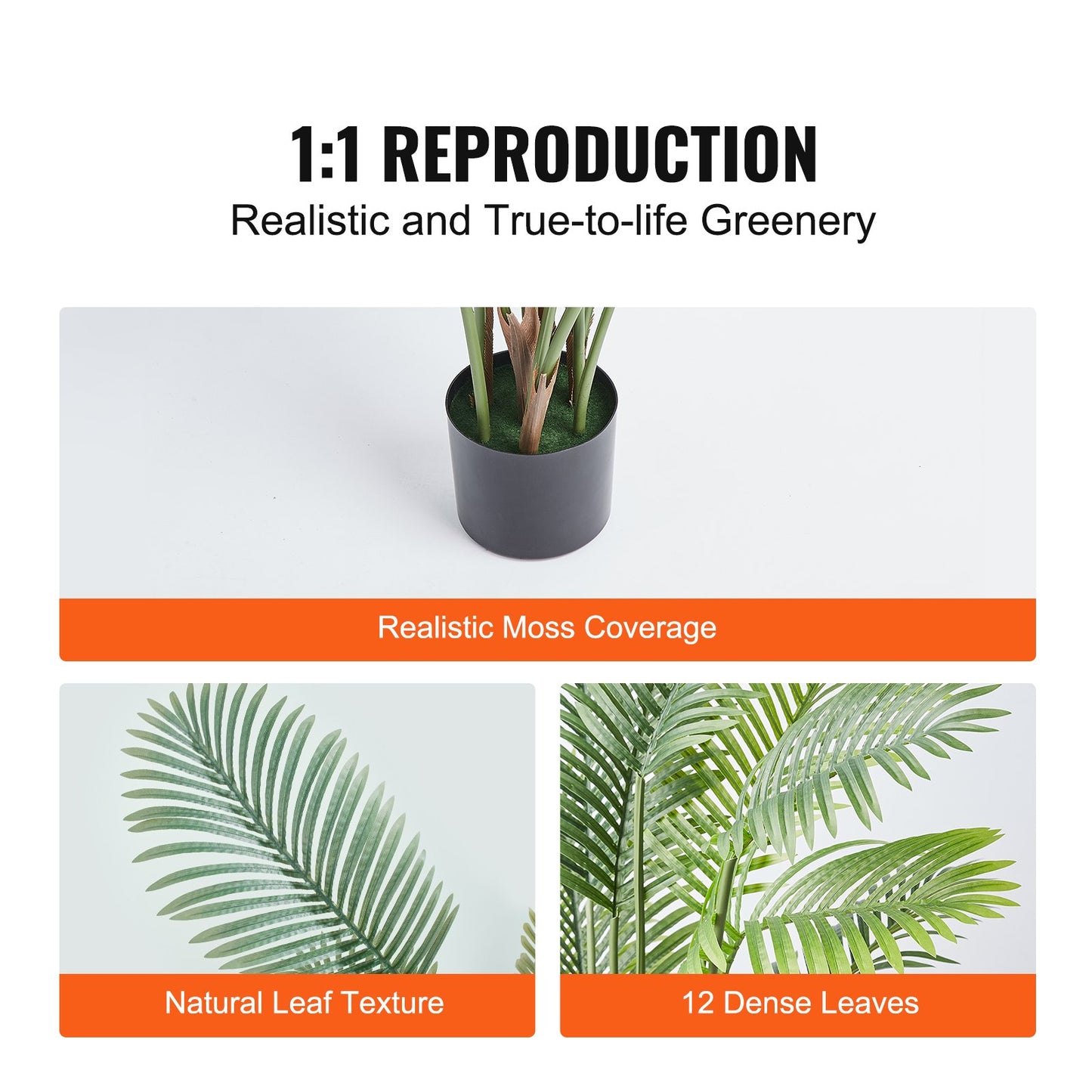 VEVOR Artificial Palm Tree, 1.5m Tall Faux Plant, Secure PE Material & Anti-Tip