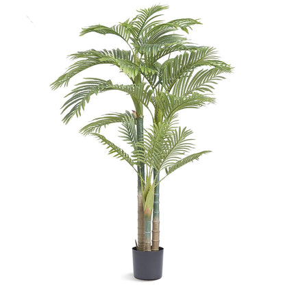 2m Tall Gold Cane Palm Tree, Lifelike Faux Plant for Indoor & Outdoor Decor