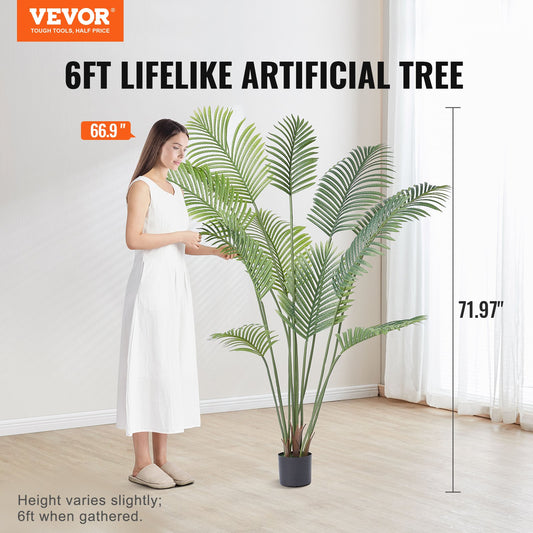 VEVOR Artificial Palm Tree, 1.8mTall Faux Plant, Secure PE Material & Anti-Tip Tilt