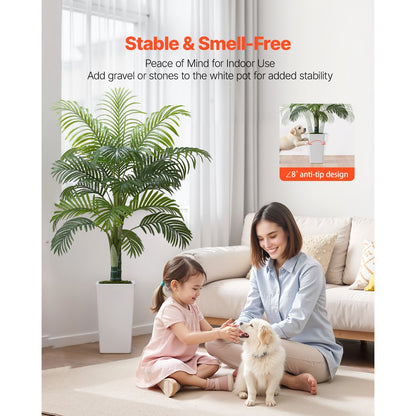 Artificial Areca Palm Tree 1524 mm, Fake Palm Tropical Plants with White Tall Planter, Faux Floor Silk Plant in Pot, Large Trees for Home Office Living Room Decor House Warming, Indoor Outdoor