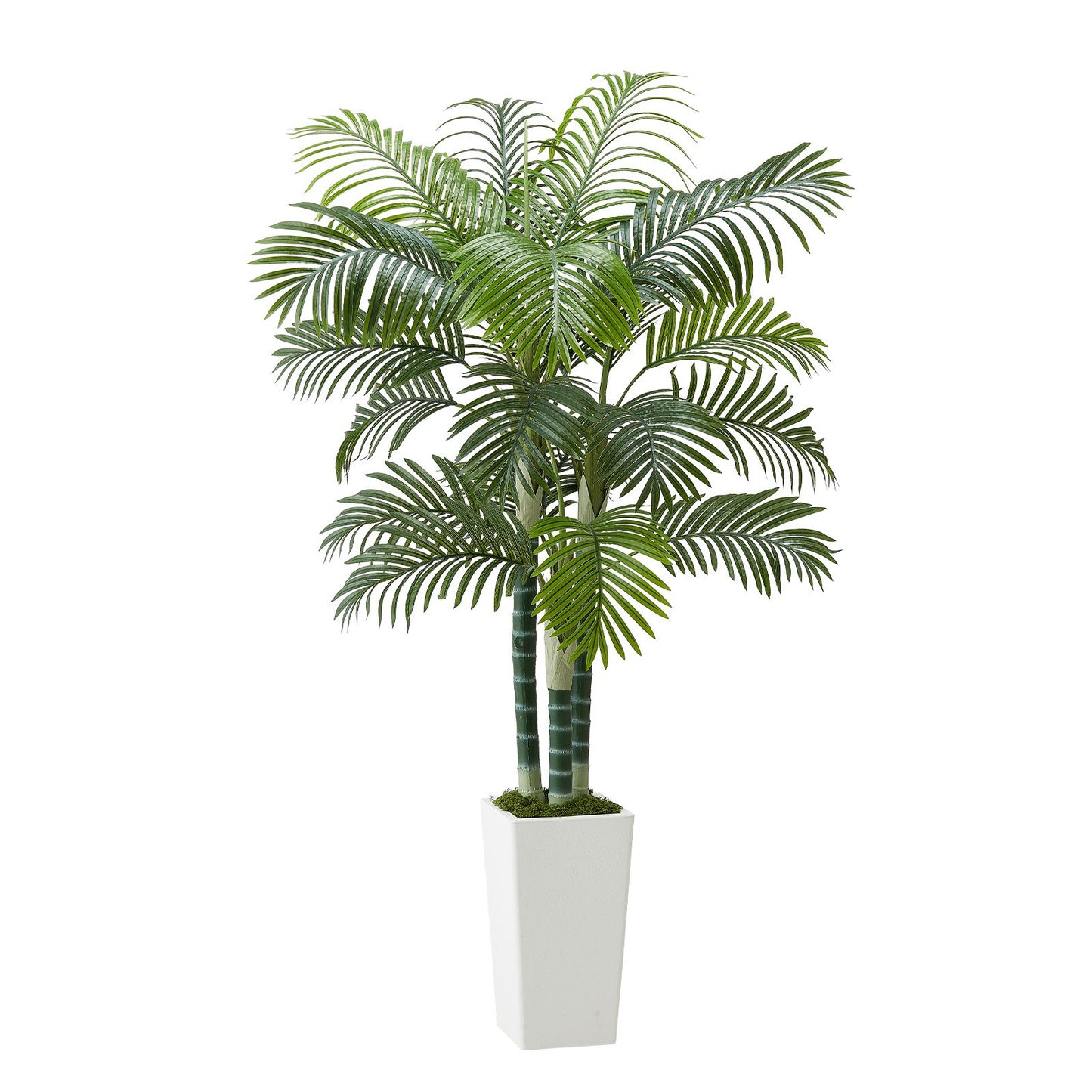 Artificial Areca Palm Tree 1829 mm, Fake Palm Tropical Plants with White Tall Planter, Faux Floor Silk Plant in Pot, Large Trees for Home Office Living Room Decor House Warming, Indoor Outdoor