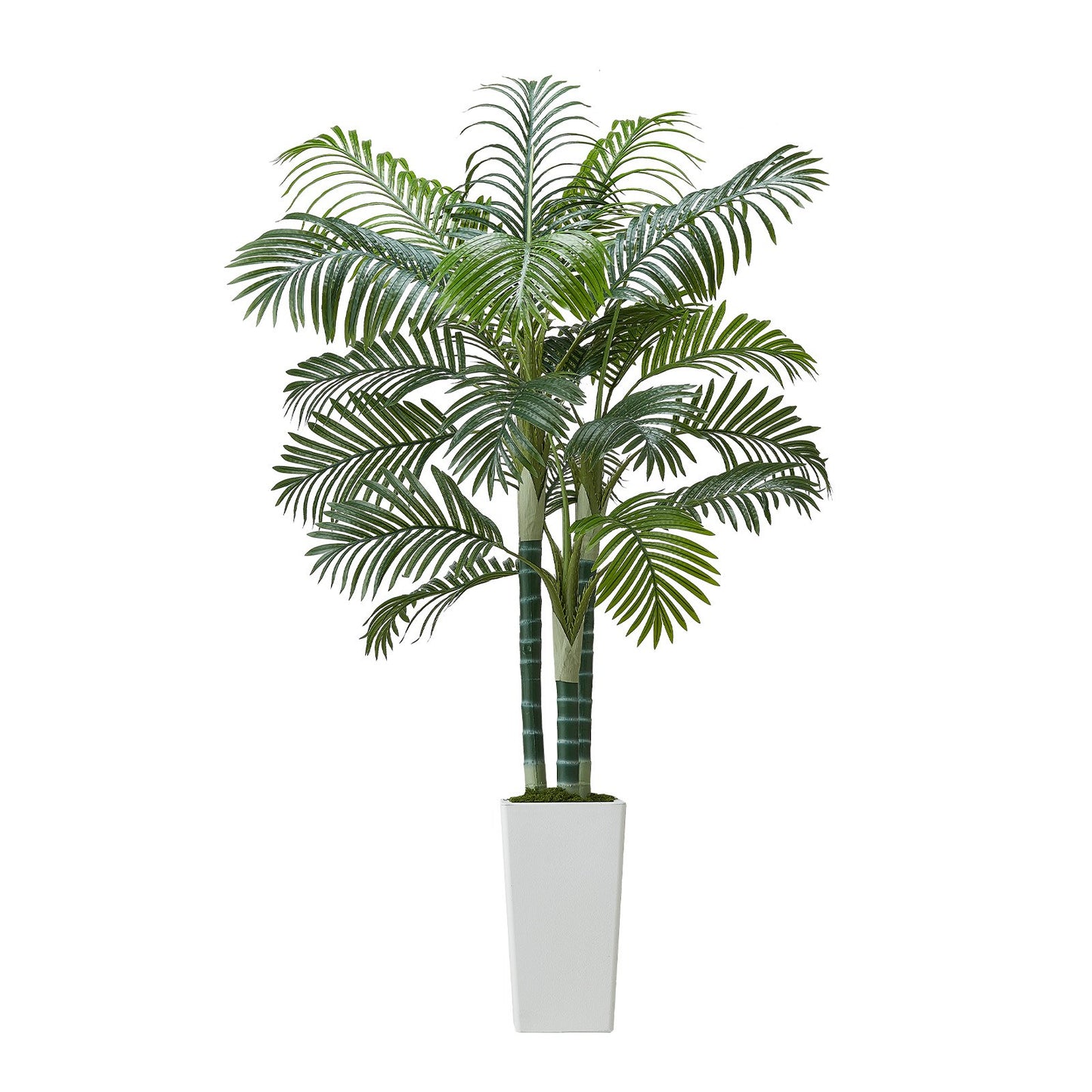 Artificial Areca Palm Tree 1829 mm, Fake Palm Tropical Plants with White Tall Planter, Faux Floor Silk Plant in Pot, Large Trees for Home Office Living Room Decor House Warming, Indoor Outdoor