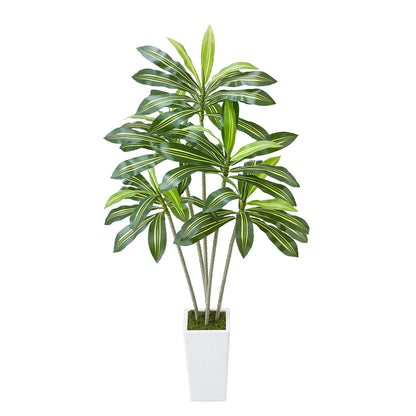 Artificial Dracaena Tree 1829 mm, Fake Palm Tropical Plants with White Tall Planter, Faux Floor Silk Plant in Pot, Large Trees for Home Office Living Room Decor House Warming, Indoor Outdoor