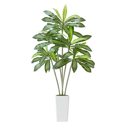 Artificial Dracaena Tree 1829 mm, Fake Palm Tropical Plants with White Tall Planter, Faux Floor Silk Plant in Pot, Large Trees for Home Office Living Room Decor House Warming, Indoor Outdoor