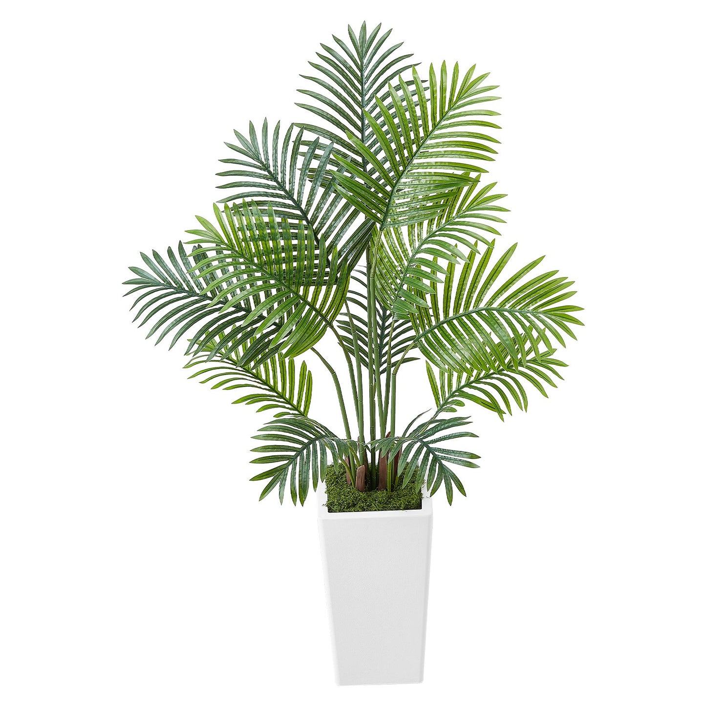 Artificial Areca Palm 1219 mm, 2 Pack Fake Palm Tropical Plants with White Tall Planter, Faux Floor Silk Plant in Pot, Large Tree for Home Office Living Room Decor House Warming, Indoor Outdoor