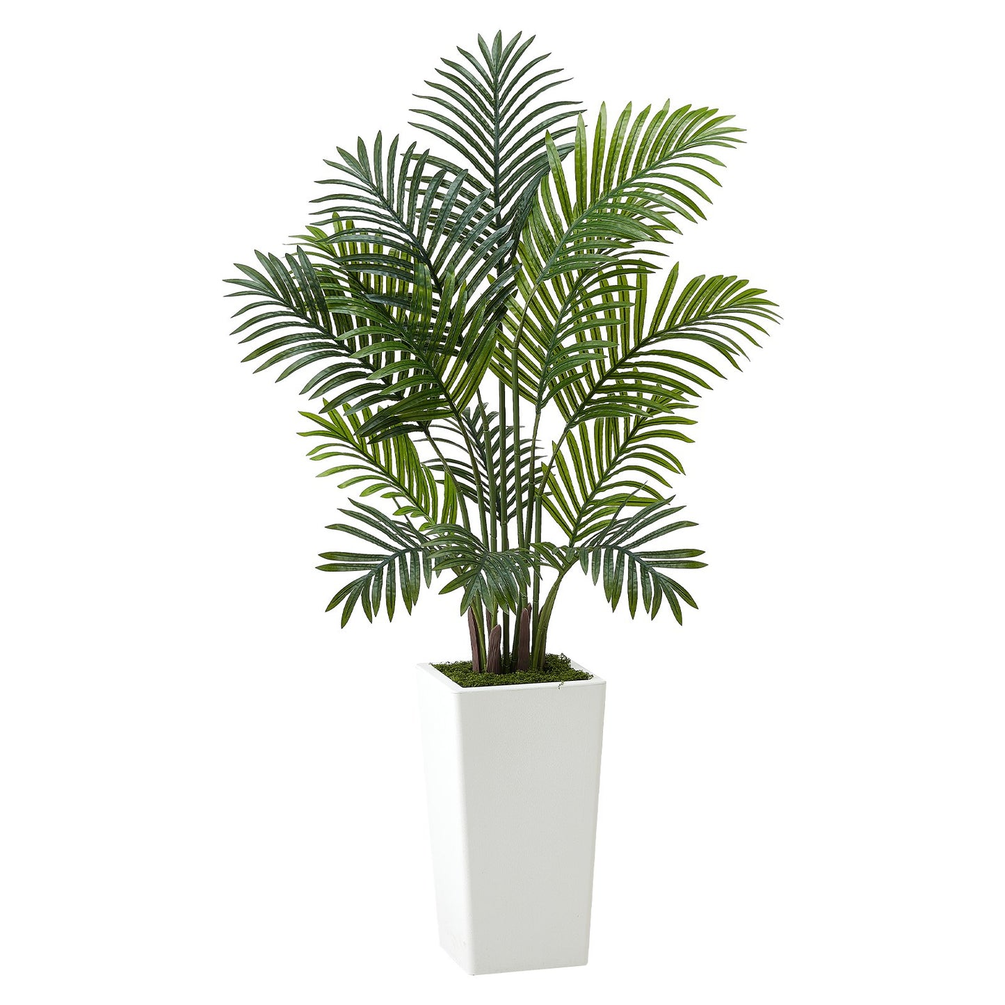 Artificial Areca Palm 1219 mm, 2 Pack Fake Palm Tropical Plants with White Tall Planter, Faux Floor Silk Plant in Pot, Large Tree for Home Office Living Room Decor House Warming, Indoor Outdoor