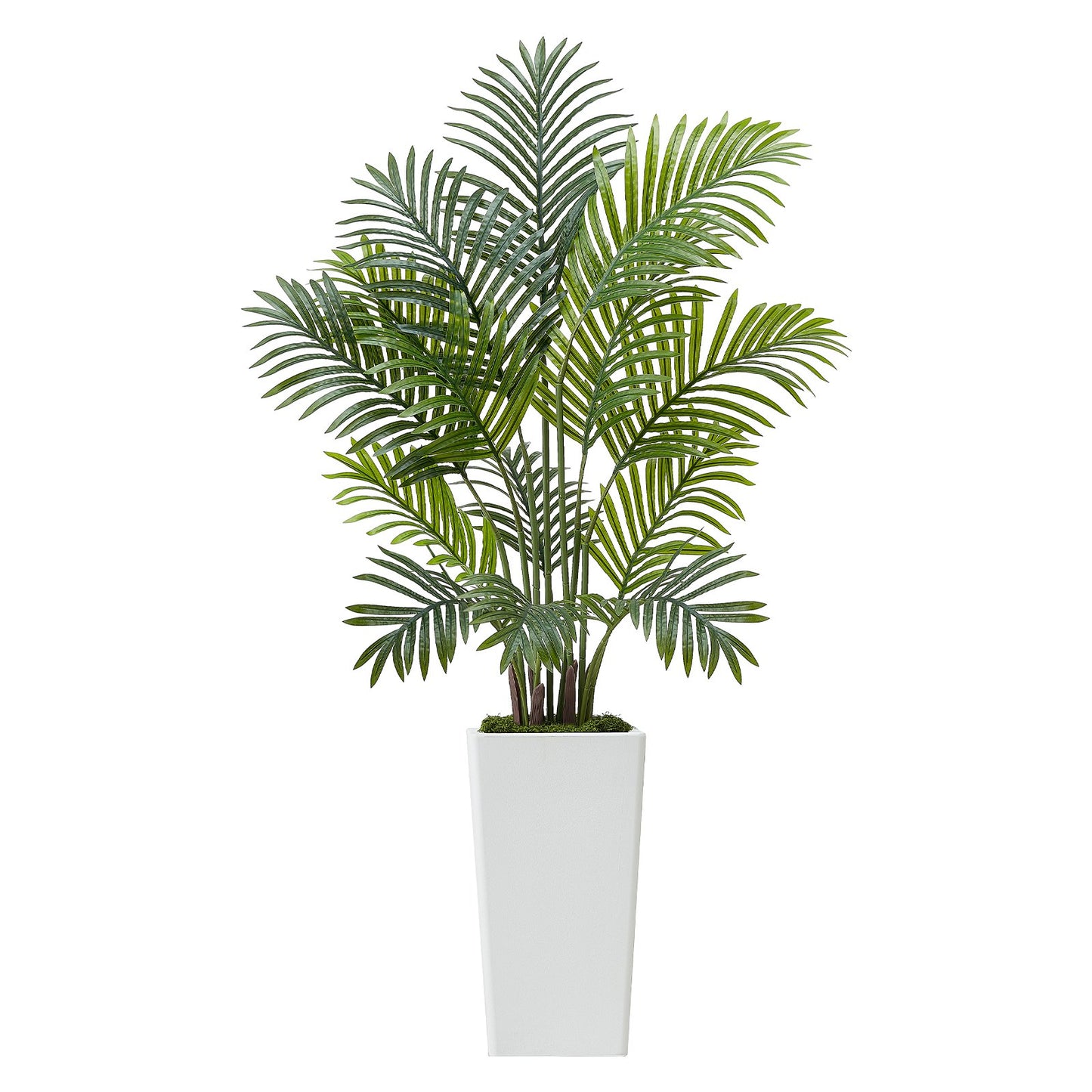 Artificial Areca Palm 1219 mm, 2 Pack Fake Palm Tropical Plants with White Tall Planter, Faux Floor Silk Plant in Pot, Large Tree for Home Office Living Room Decor House Warming, Indoor Outdoor