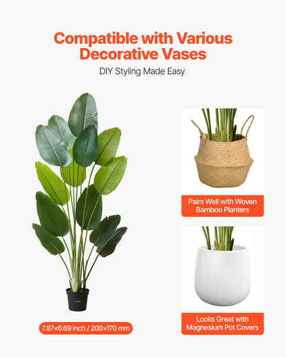 Artificial Bird of Paradise 1829 mm Tall, Fake Tropical Plants with with 13 Trunks & White Pot, Faux Floor Silk Tree, Large Trees for Home Office Living Room Decor House Warming, Indoor Outdoor