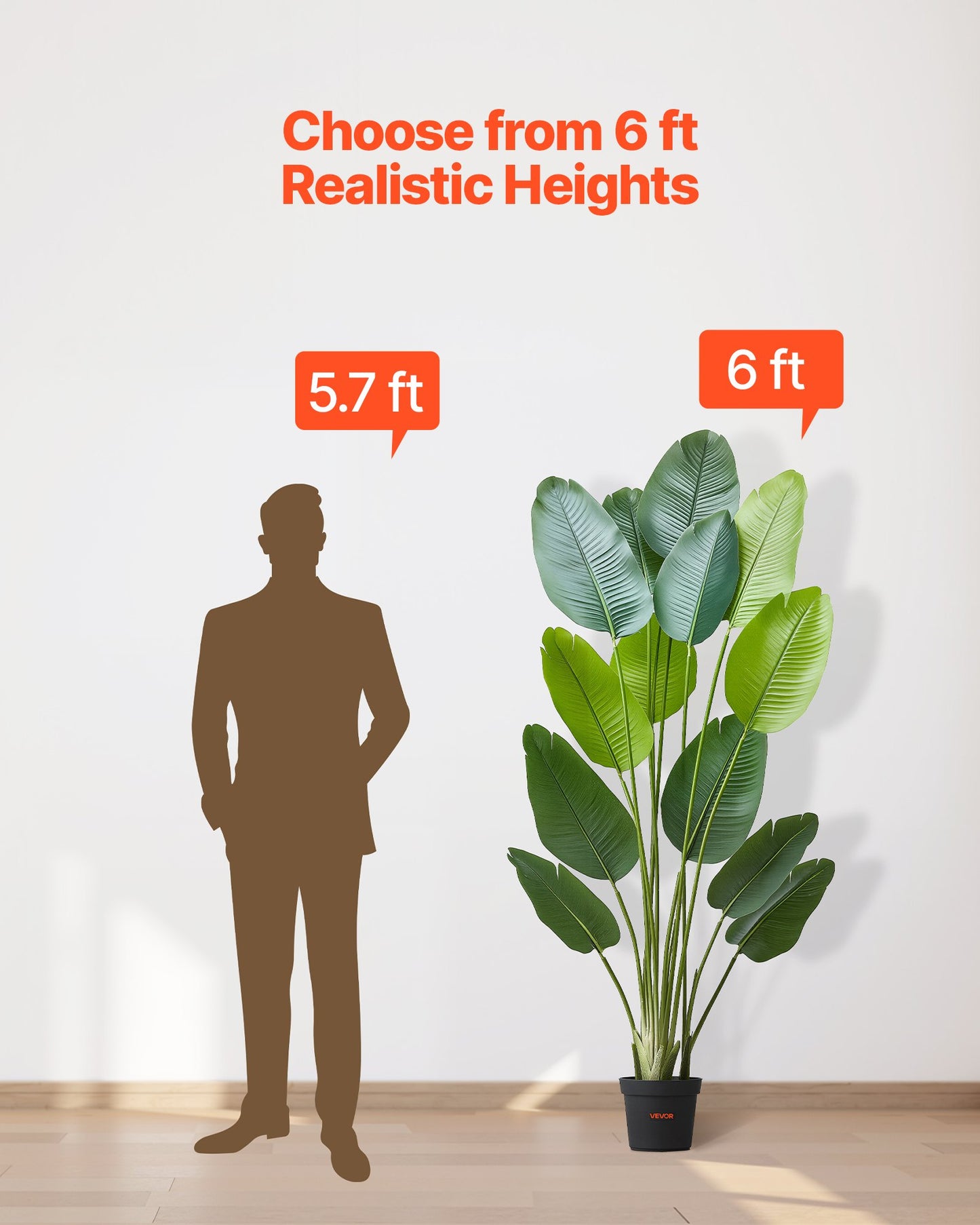 Artificial Bird of Paradise 1829 mm Tall, Fake Tropical Plants with with 13 Trunks & White Pot, Faux Floor Silk Tree, Large Trees for Home Office Living Room Decor House Warming, Indoor Outdoor