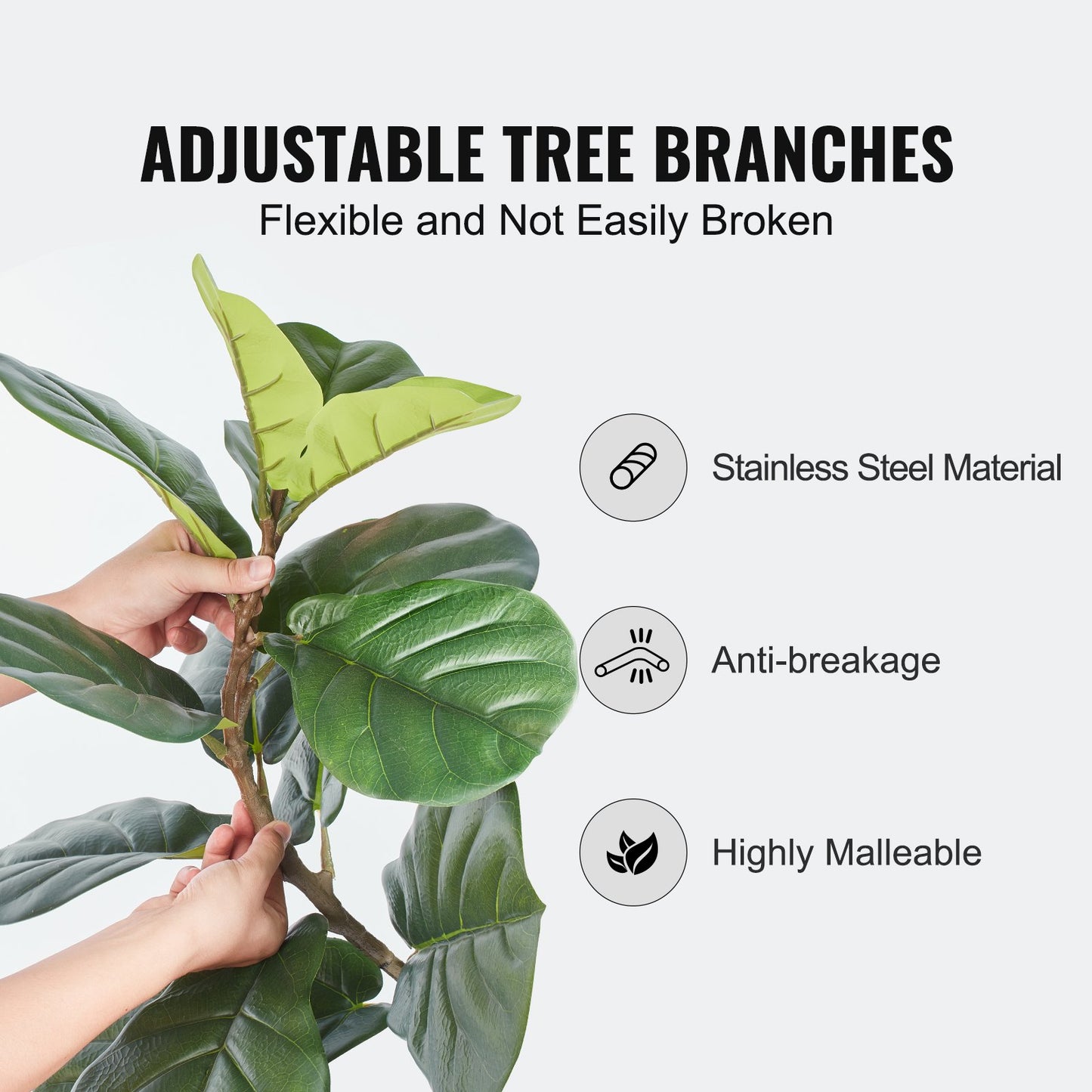 VEVOR Artificial Fiddle Leaf Fig Tree, 10cm, Secure PE Material & Anti-Tip Tilt