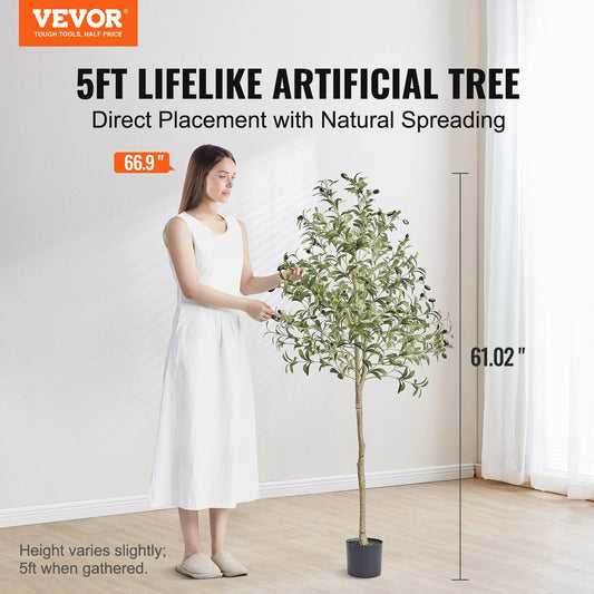Lifelike 1.55m Artificial Olive Tree - Secure, Odor-Free, Easy Assembly